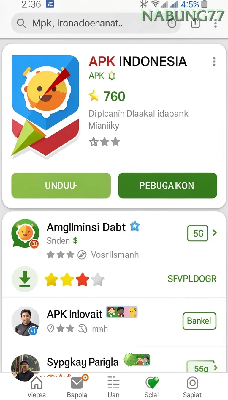 Cuplikan layar UANG77 — aktivitas