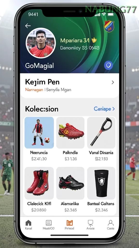 Cuplikan layar UANG77 — menu navigasi